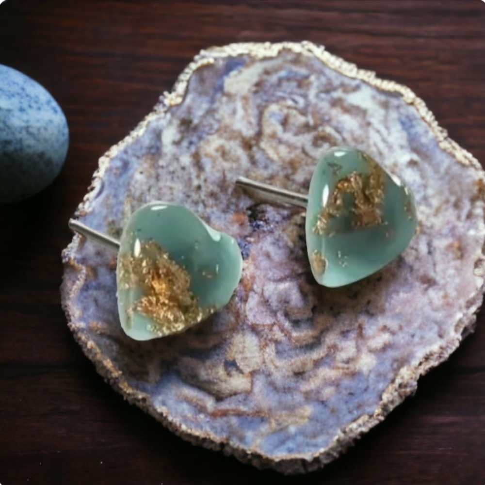 Heart gold splash earrings - Picture 4 of 6